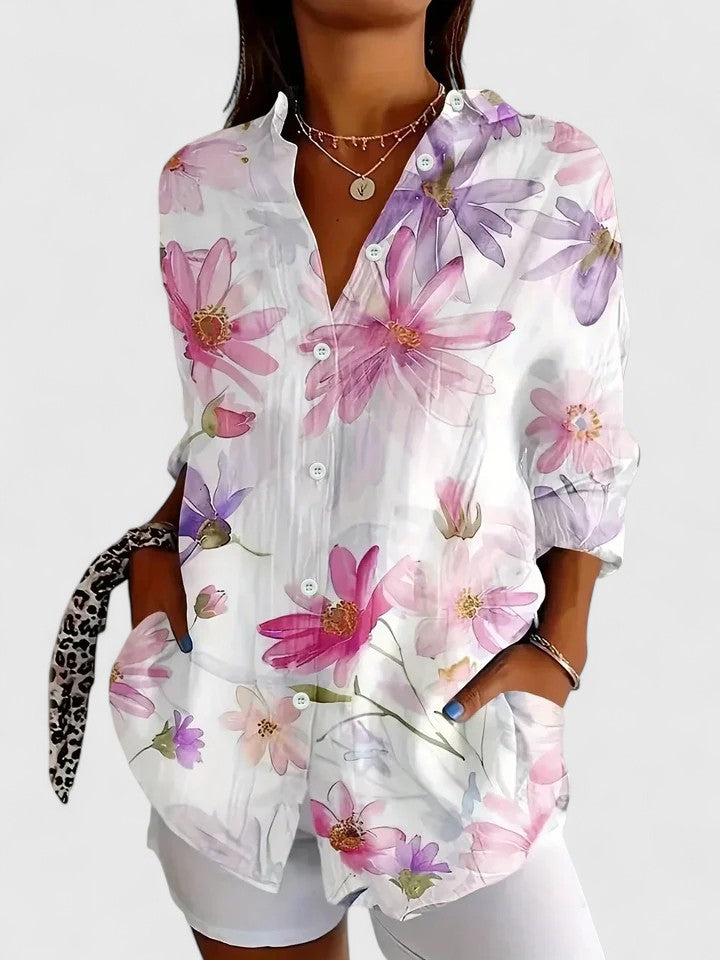 Anica - Blouse Artistique Vibrante avec Boutons