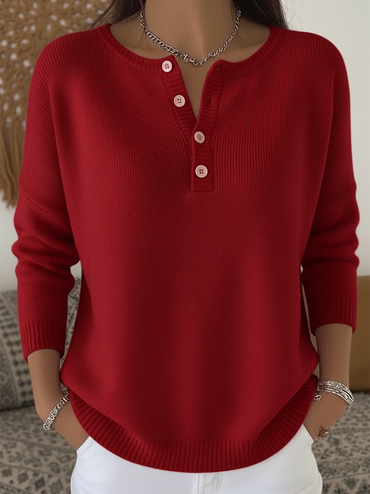 Apolline™ | Pull Boutonné en Laine