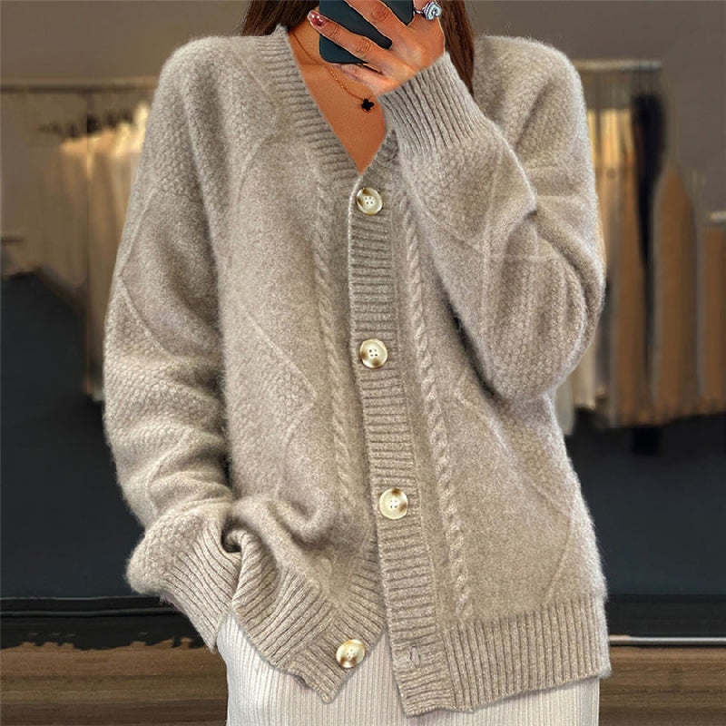 Cardigan en maille col V Gris