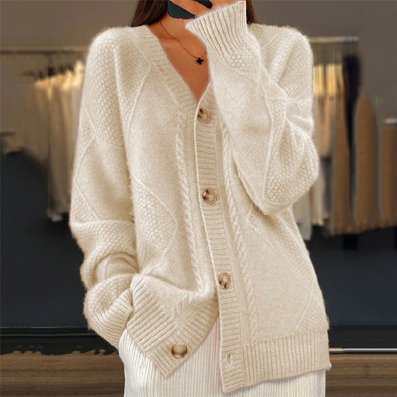 Cardigan en maille col V Beige