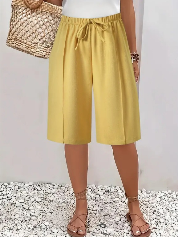 Short à taille élastique Jaune