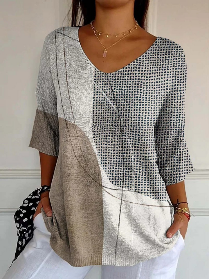 Pull en tricot décontracté avec motif géométrique abstrait pour femmes