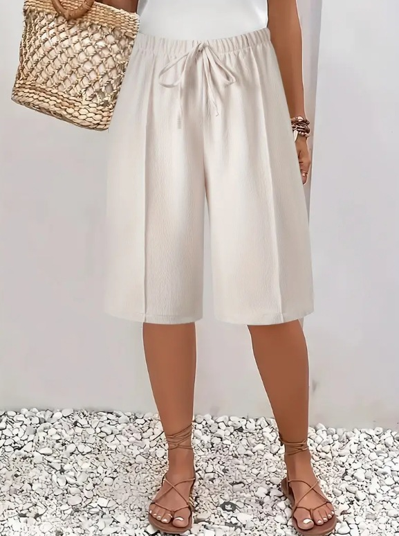 Short à taille élastique Blanc