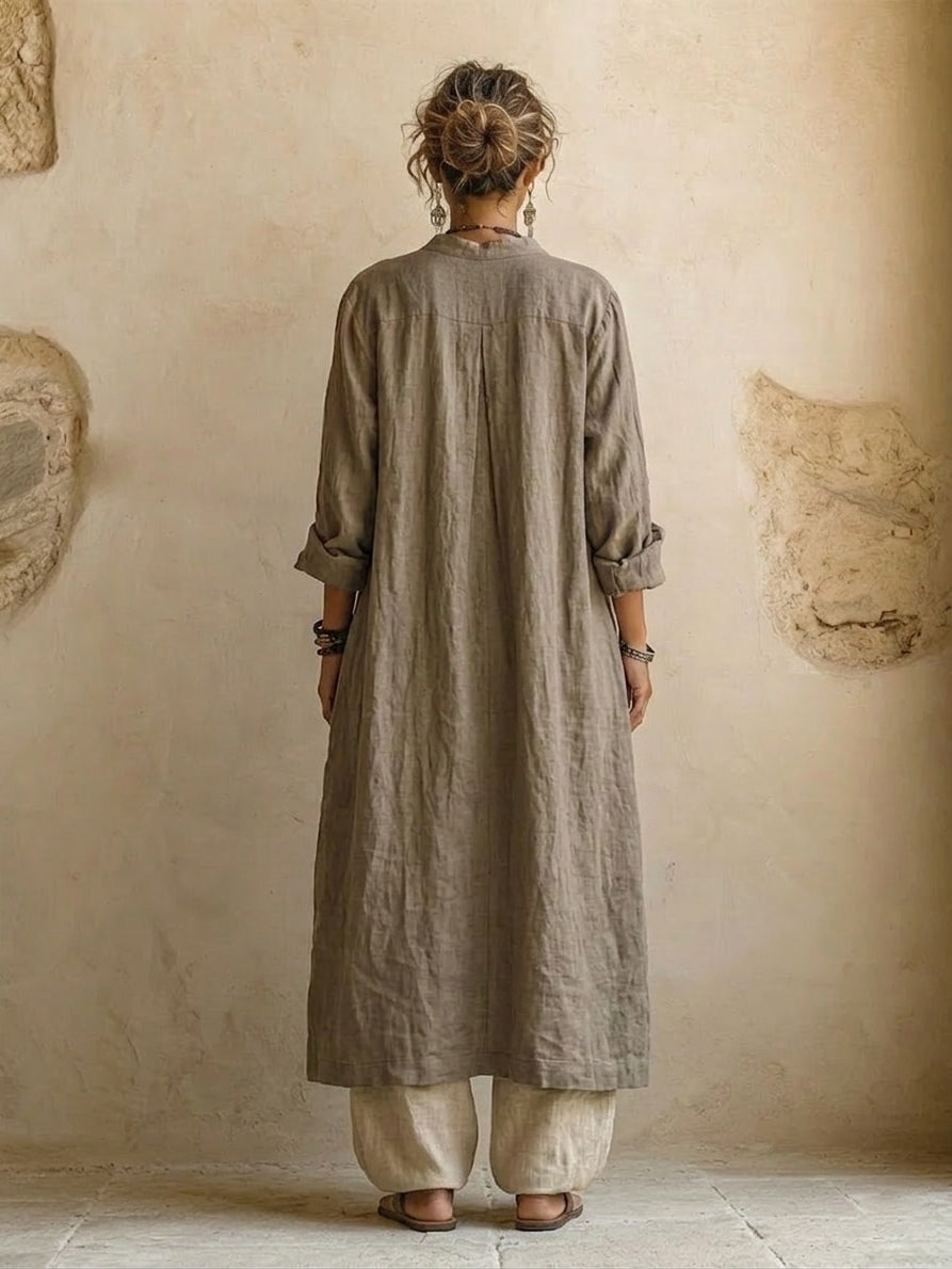 Ensemble trois pièces en lin et coton
