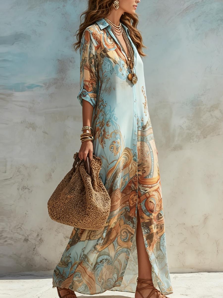 Robe chemisier maxi