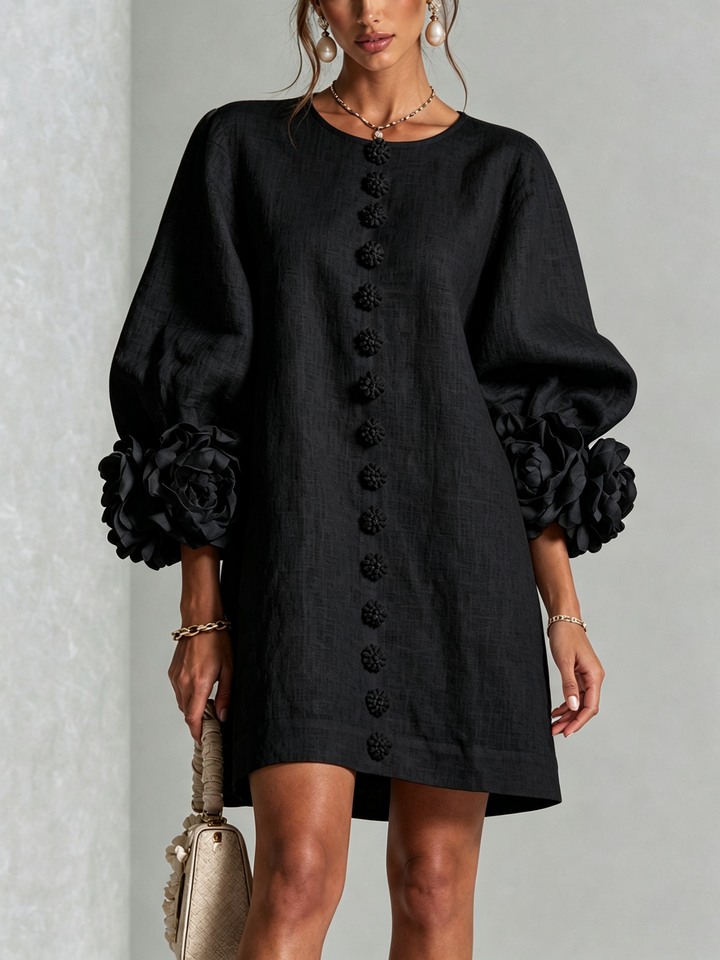 Robe à boutons fleuris Noir