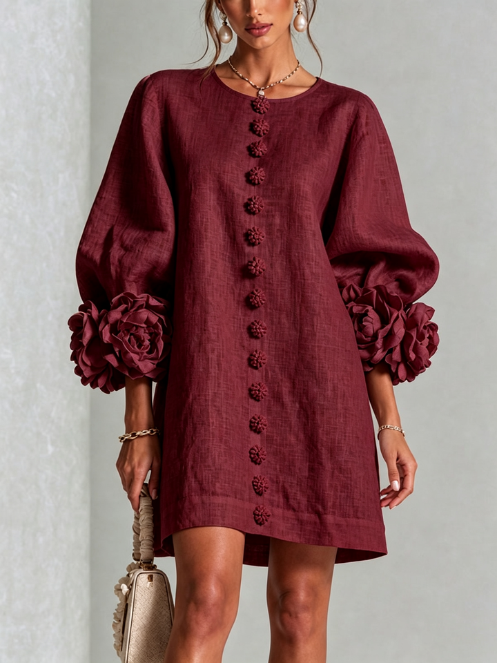 Robe à boutons fleuris Bordeaux