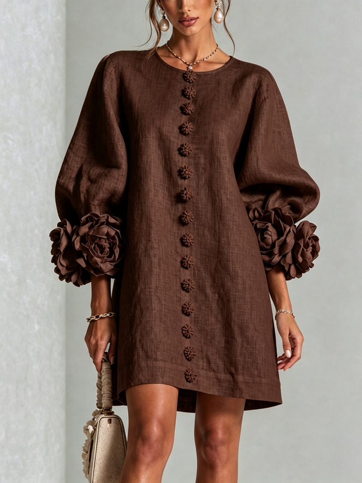 Robe à boutons fleuris Marron