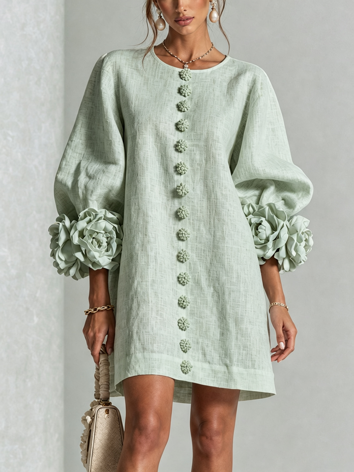 Robe à boutons fleuris Vert sauge