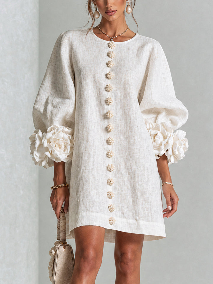 Robe à boutons fleuris Blanc
