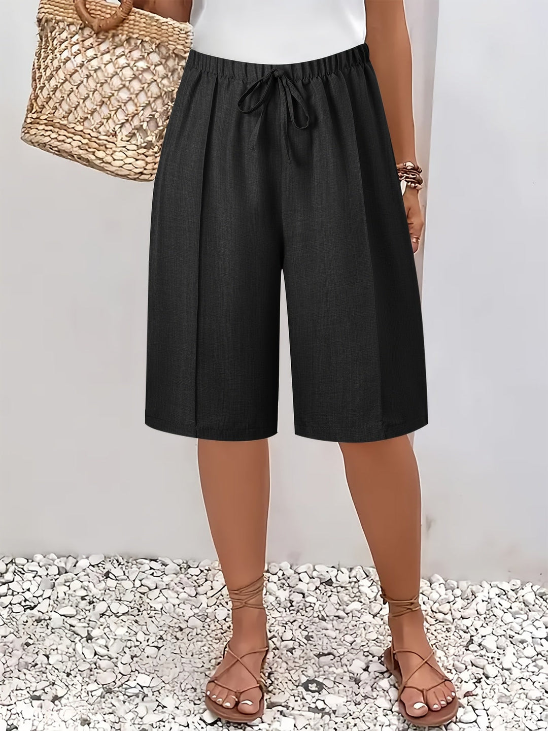 Short à taille élastique Noir