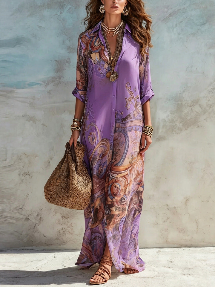 Robe chemisier maxi Violet