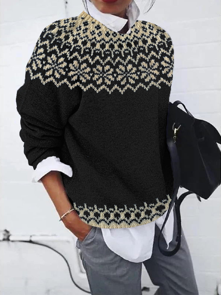 Colette - Pull Jacquard Vintage - Noir