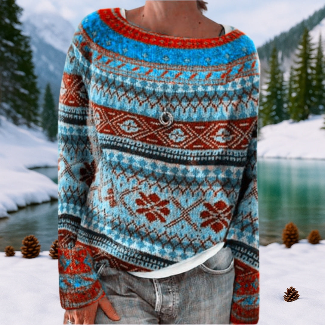 Ombeline cardigan tricoté motif islandais - Veya