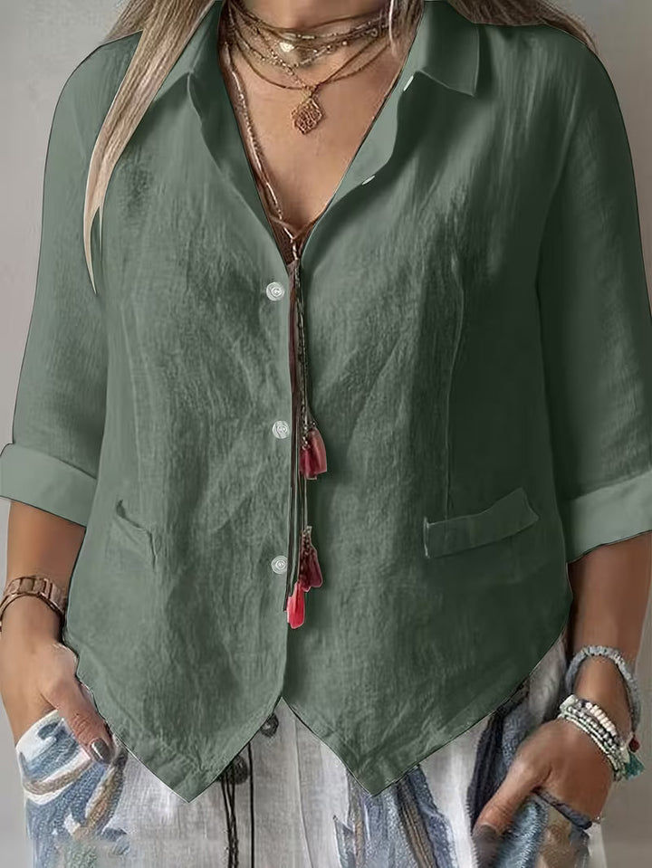 Solène chemise à manches courtes col ouvert - Vert