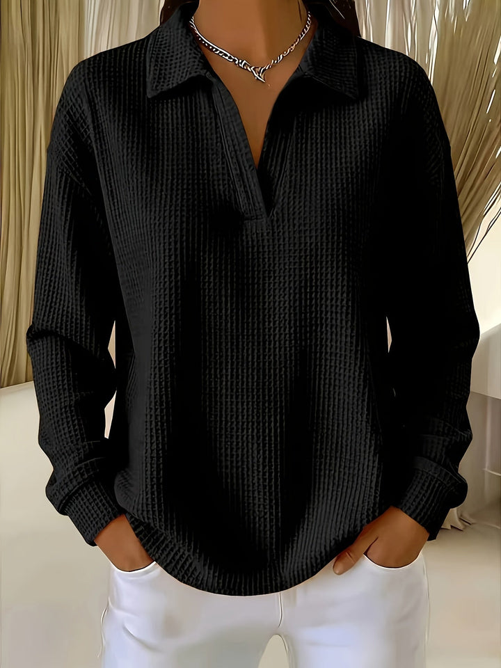 Daphnie - Gilet col polo texturé Noir - Meralie Boutique