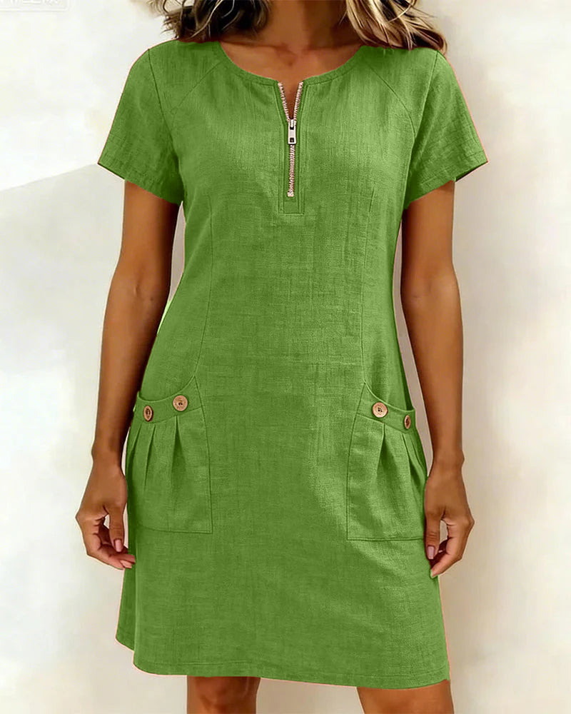 Robe en coton et lin Vert