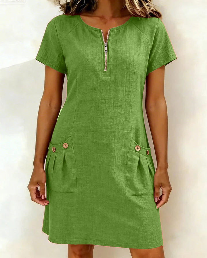 Robe en coton et lin Vert