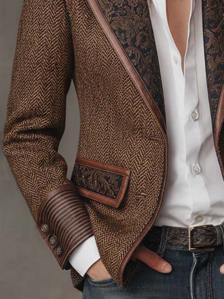 Blazer à empiècements chevrons