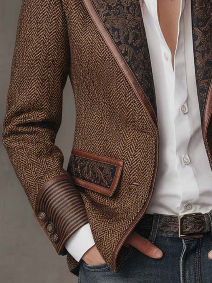 Blazer à empiècements chevrons