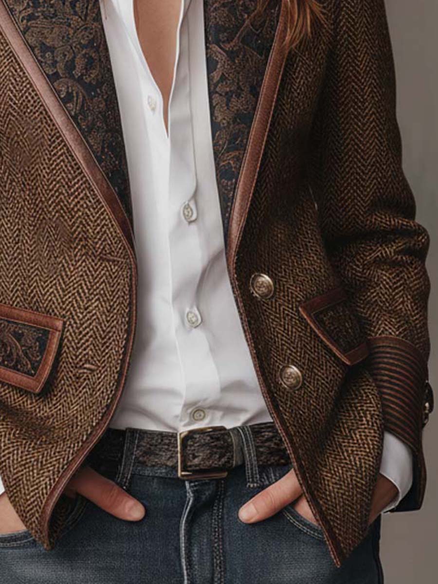 Blazer à empiècements chevrons