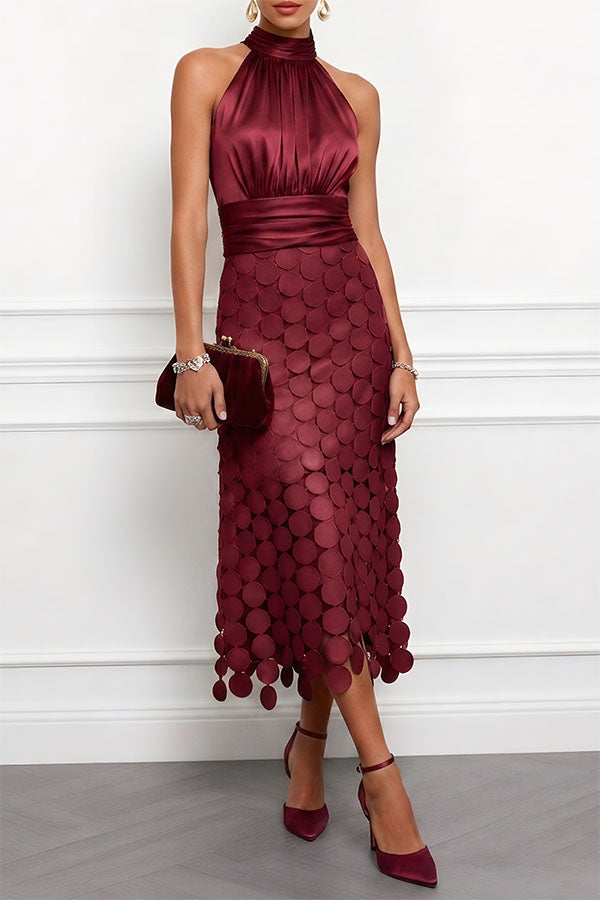 Robe midi de cérémonie Rouge bordeaux