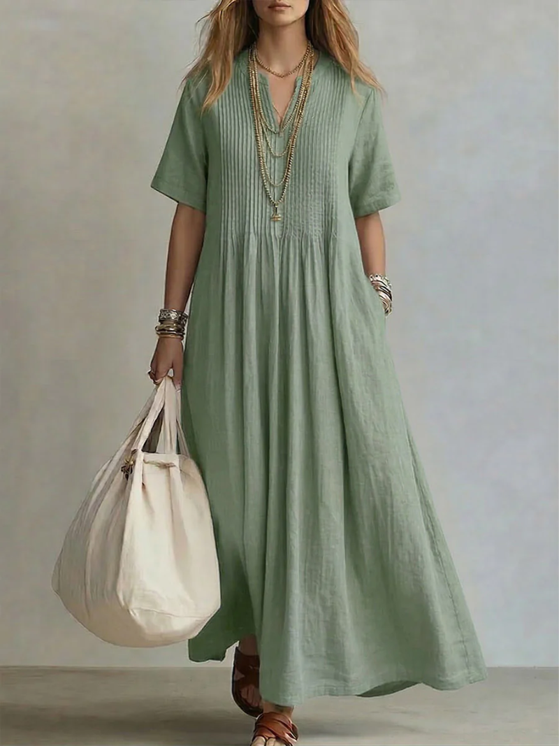 Robe plissée Vert sauge