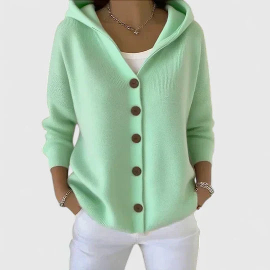 Adéline cardigan à capuche en coton - Vert