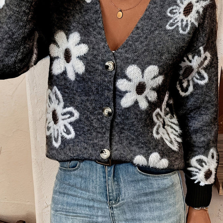 Emma | Gilet Motif Floral Jacquard