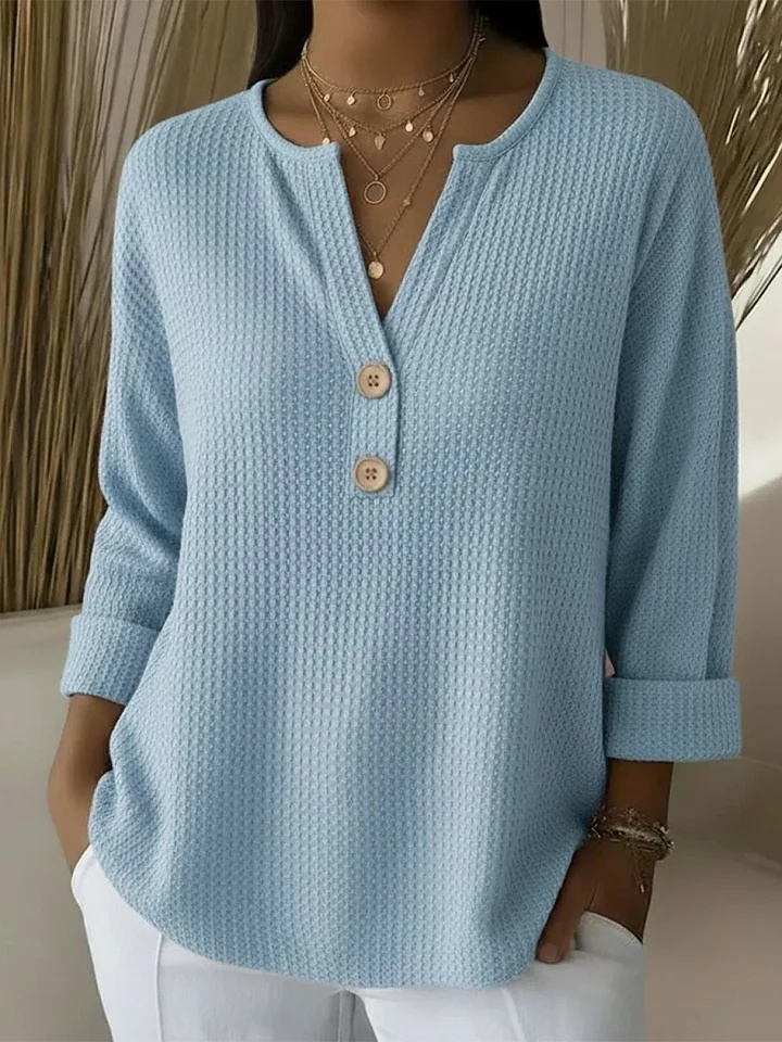 Giselle pull texturé à boutons - Bleu