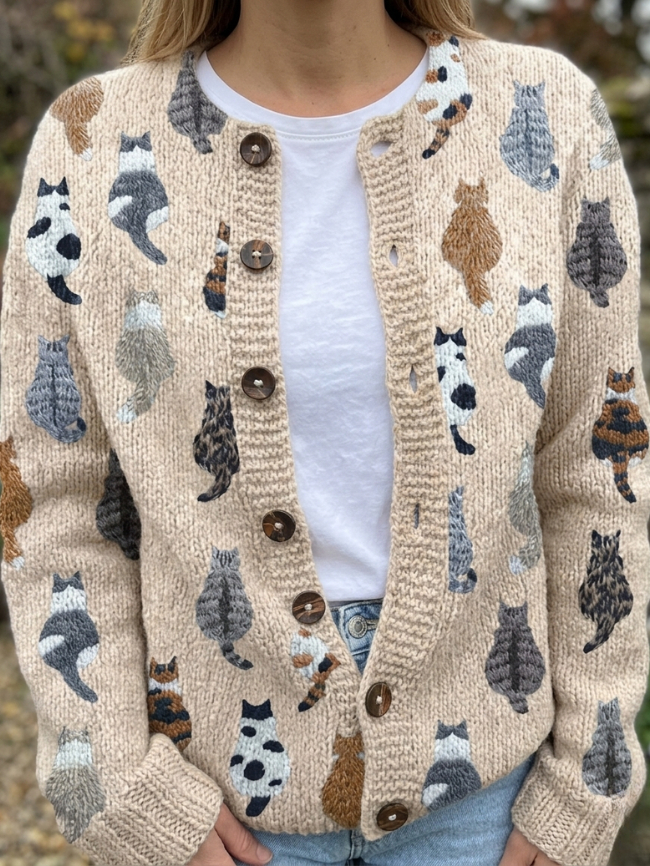 Charlotte cardigan douillet imprimé chats