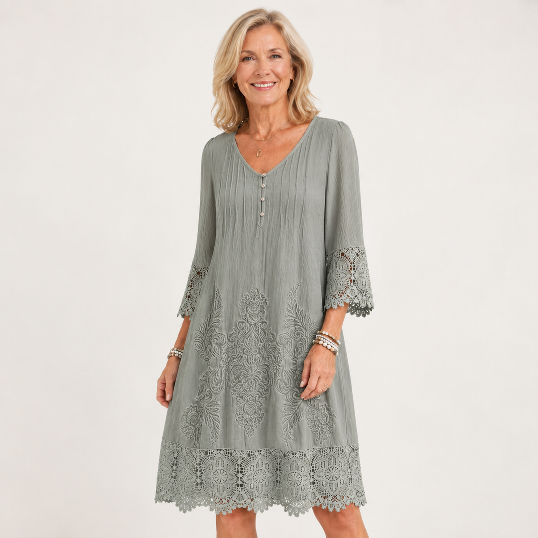 Robe midi en dentelle au crochet Vert clair