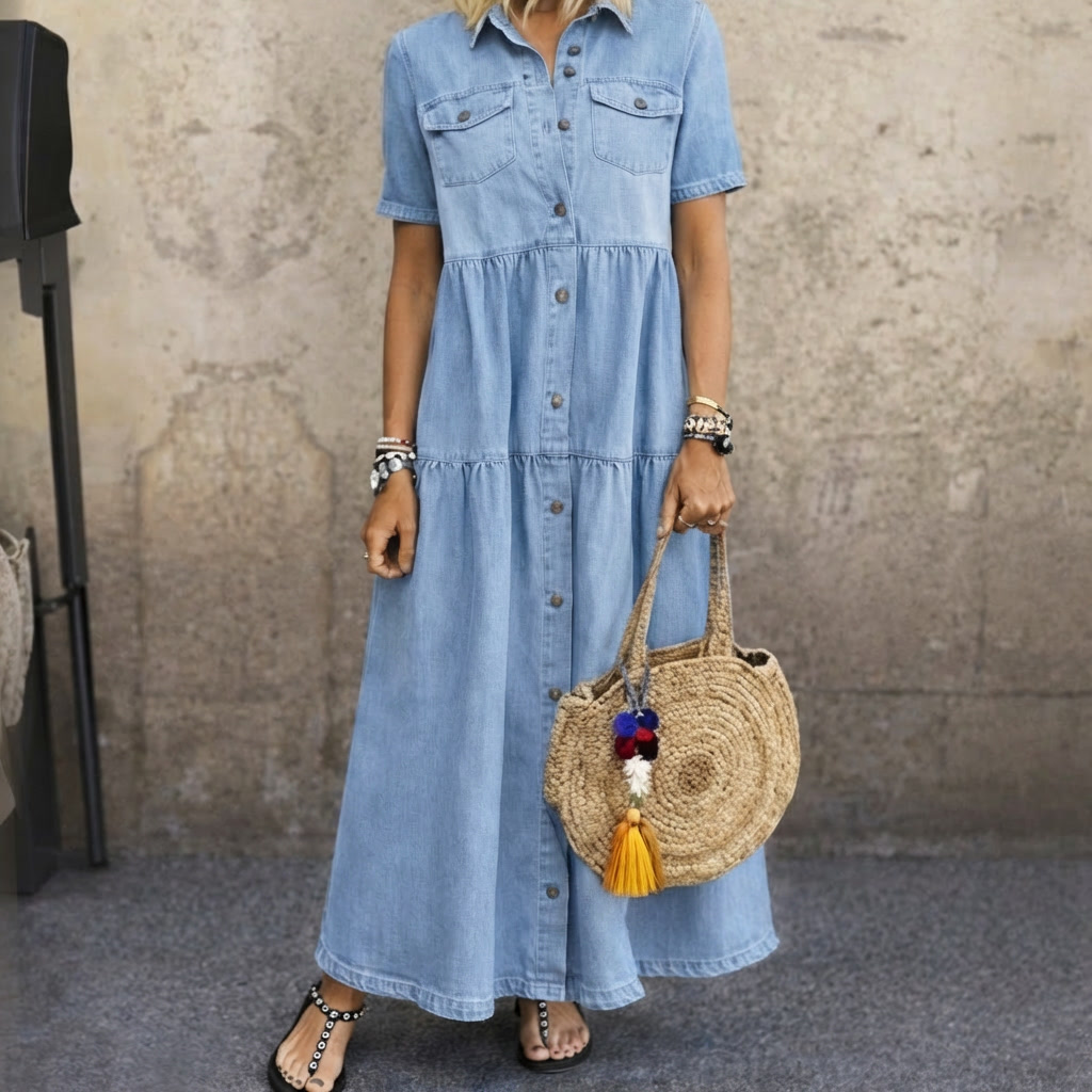 ELIZABETH | ROBE MIDI À BOUTON FRONTAL