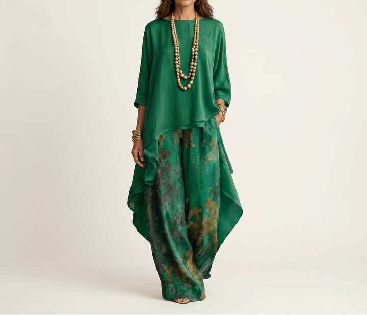 Ensemble deux pièces asymétrique Vert