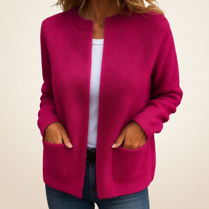 Annika - Gilet ample à poches profondes Rose - Meralie Boutique