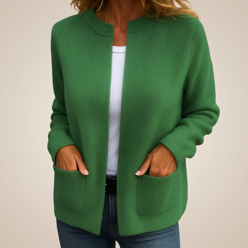 Annika - Gilet ample à poches profondes Vert - Meralie Boutique