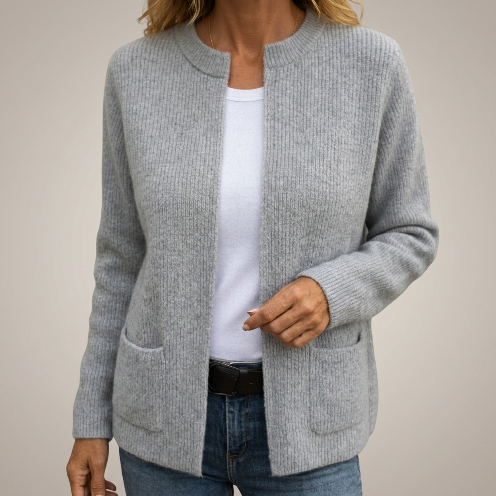 Annika - Gilet ample à poches profondes Gris - Meralie Boutique