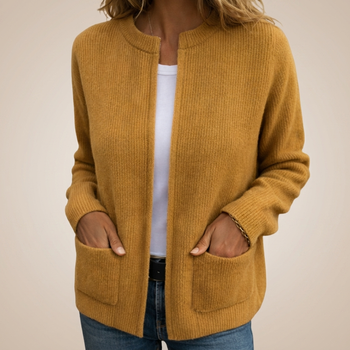 Annika - Gilet ample à poches profondes Jaune - Meralie Boutique