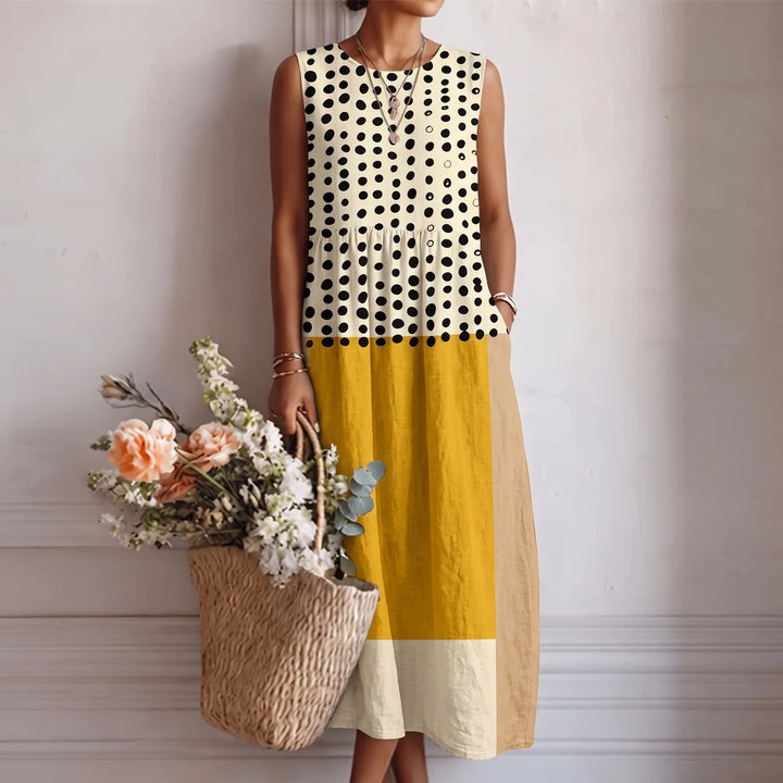 Robe midi en coton et viscose Moutarde