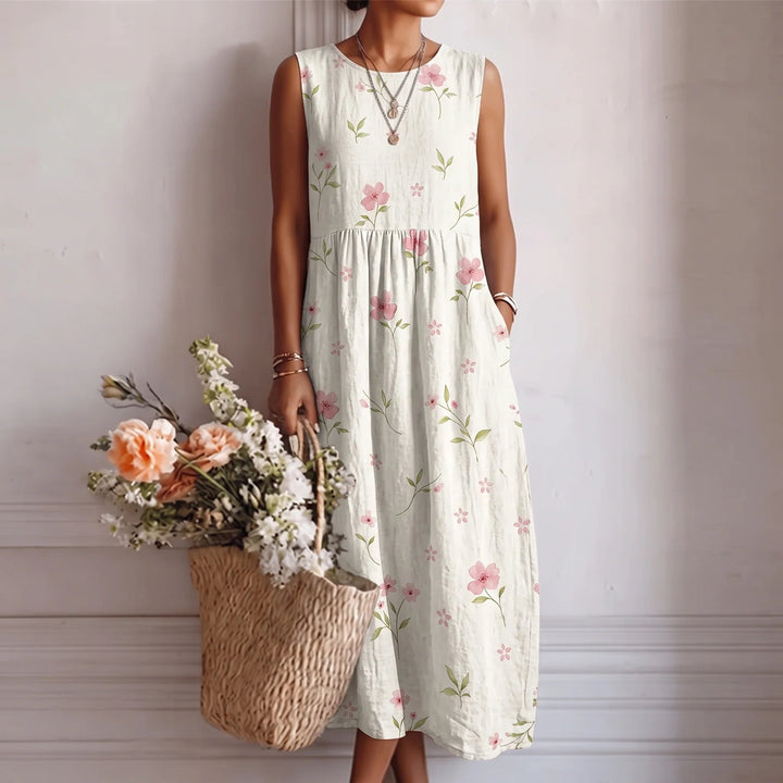 Robe midi en coton et viscose Blanc