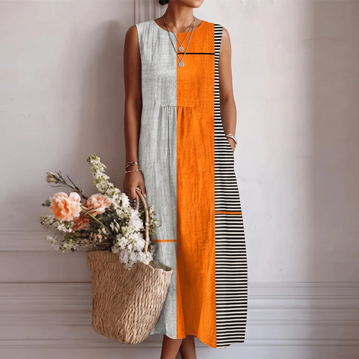 Robe midi en coton et viscose Orange