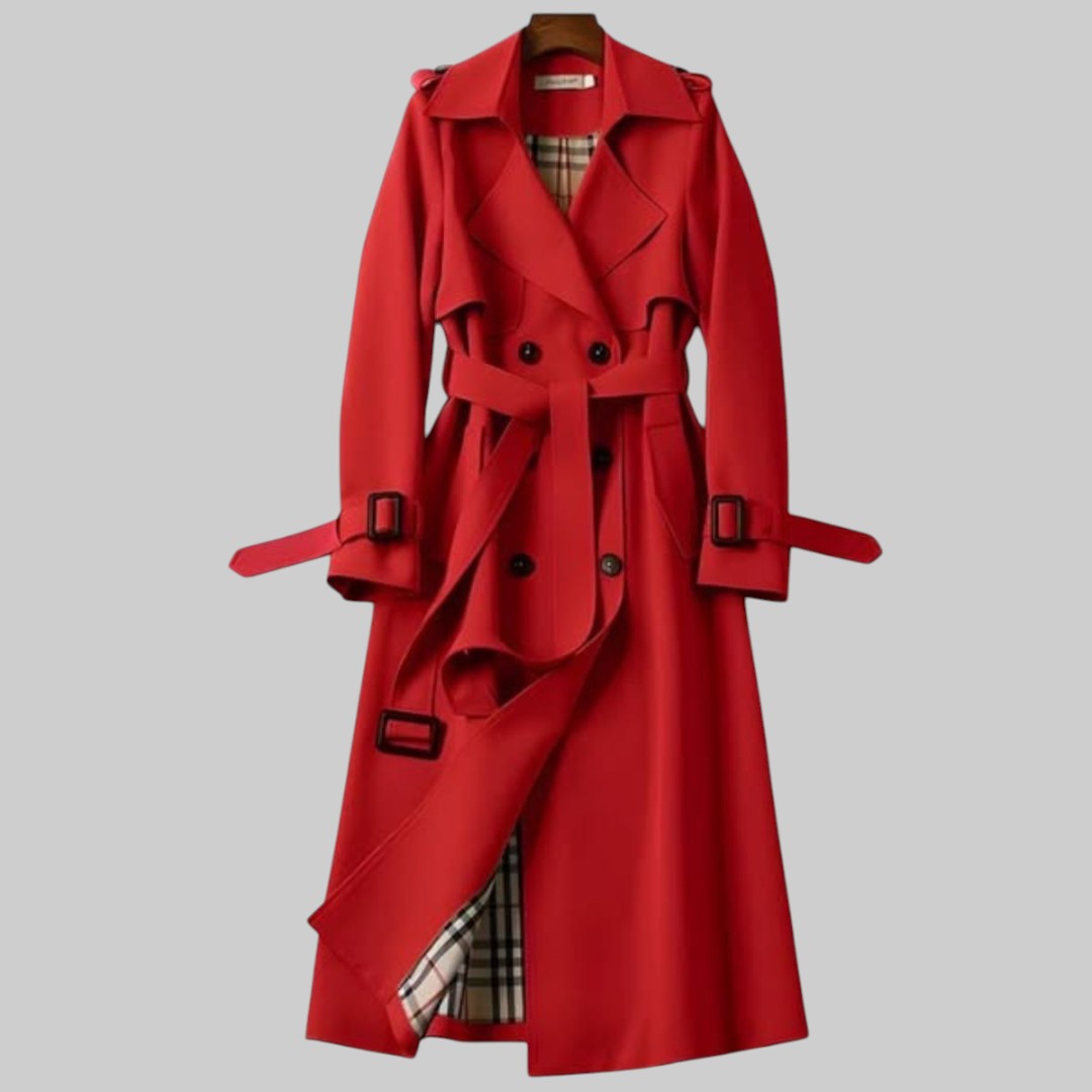 Trench boutonné Rouge