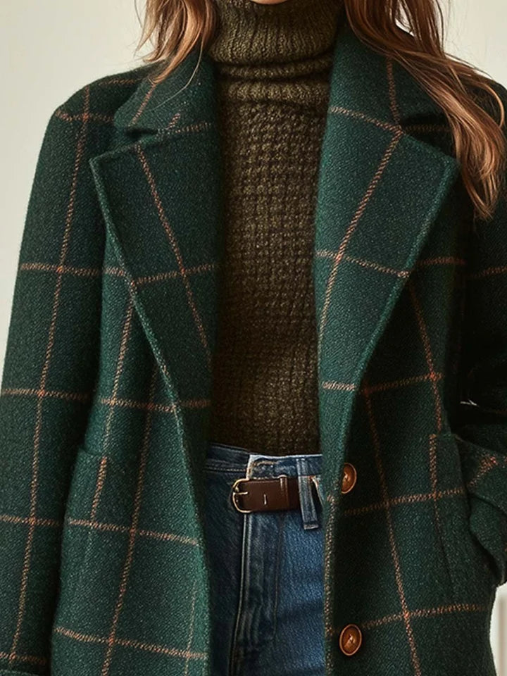 Zoé™ | Manteau à Carreaux en Laine