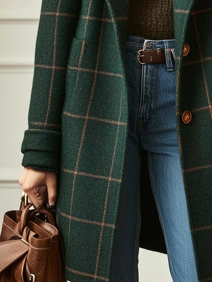 Zoé™ | Manteau à Carreaux en Laine