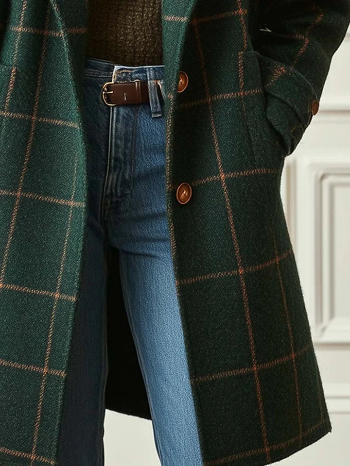 Zoé™ | Manteau à Carreaux en Laine