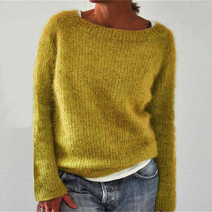 Nina - Pull classique col oversize Jaune - Meralie Boutique