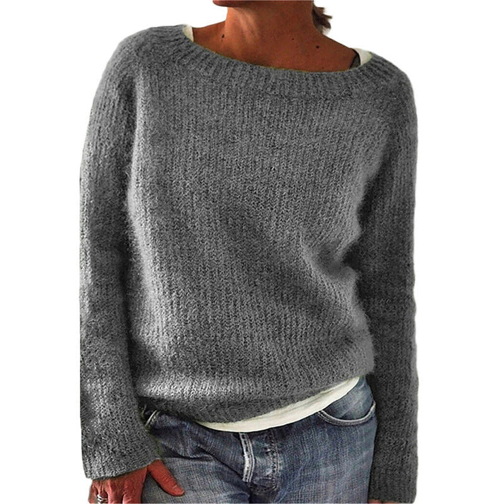 Nina - Pull classique col oversize Gris - Meralie Boutique