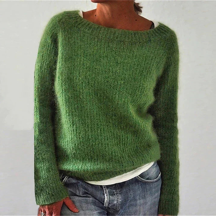 Nina - Pull classique col oversize Vert - Meralie Boutique