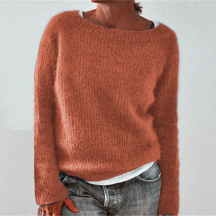 Nina - Pull classique col oversize Orange - Meralie Boutique