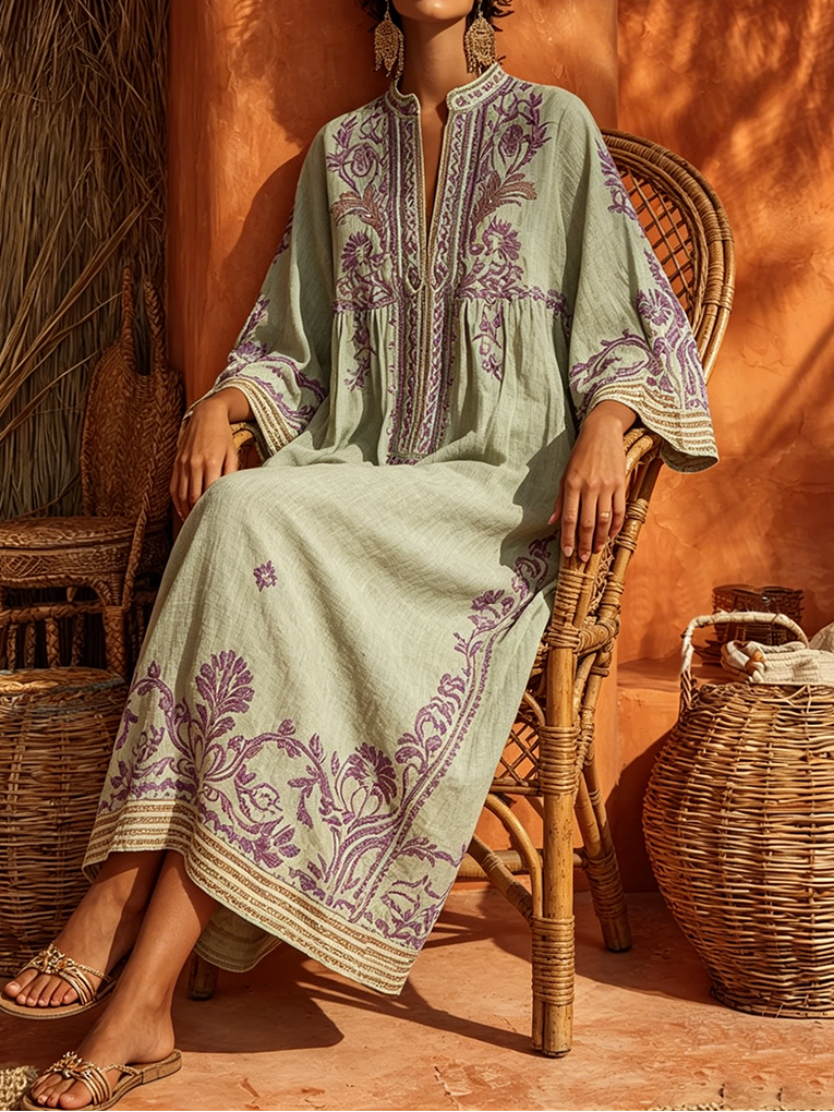 Elena™ | Robe Maxi Méditerranéenne Brodée